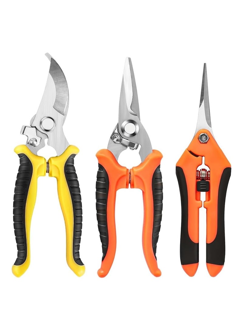 Generic 3PCS Garden Pruning Shears, Thickened Stainless Steel Pruning Cutter Plants, 20CM Hand Pruning Scissors, Snip Leaf Trimmer, Branch Clippers, with Handle for Trimming Plants Cutting Flowers  - Image 1