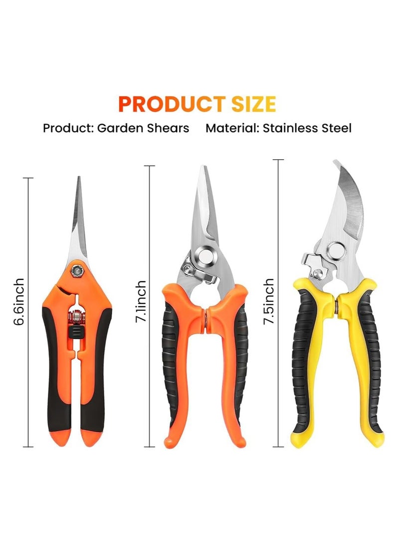 Generic 3PCS Garden Pruning Shears, Thickened Stainless Steel Pruning Cutter Plants, 20CM Hand Pruning Scissors, Snip Leaf Trimmer, Branch Clippers, with Handle for Trimming Plants Cutting Flowers  - Image 5