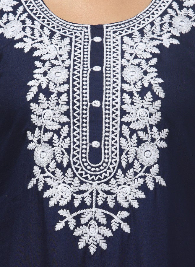 Trend Level Women Floral Embroidered Straight Kurti - Image 2