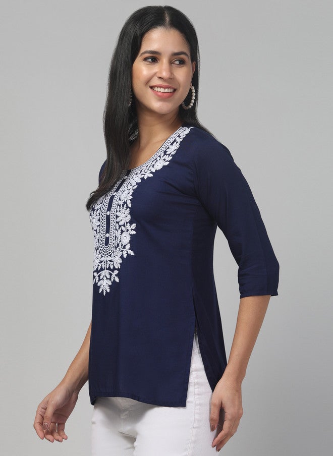 Trend Level Women Floral Embroidered Straight Kurti - Image 3