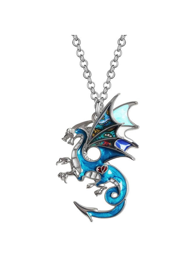 RAIDIN Enamel Alloy Cute Animals Dragon Necklace Fashion Ancient Dragon Pendant Jewelry For Women Gifts Charms Accessories (Teal) - Image 1
