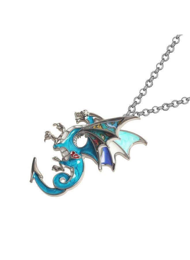 RAIDIN Enamel Alloy Cute Animals Dragon Necklace Fashion Ancient Dragon Pendant Jewelry For Women Gifts Charms Accessories (Teal) - Image 3