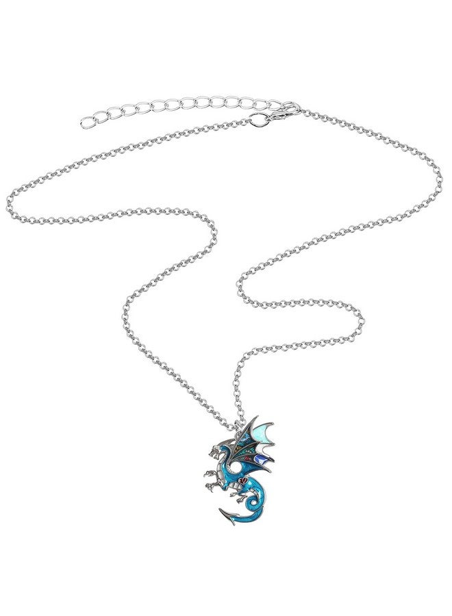 RAIDIN Enamel Alloy Cute Animals Dragon Necklace Fashion Ancient Dragon Pendant Jewelry For Women Gifts Charms Accessories (Teal) - Image 2