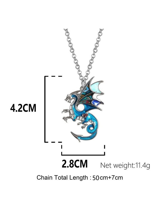 RAIDIN Enamel Alloy Cute Animals Dragon Necklace Fashion Ancient Dragon Pendant Jewelry For Women Gifts Charms Accessories (Teal) - Image 5