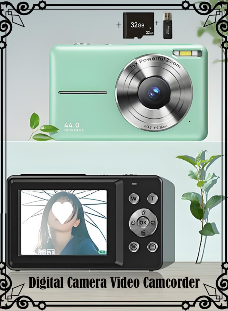 Digital Camera Video Camcorder, Autofocus UHD 4K Vlogging Camera with 32GB Card, 44MP 16X Digital Zoom Digital Camera - Image 1