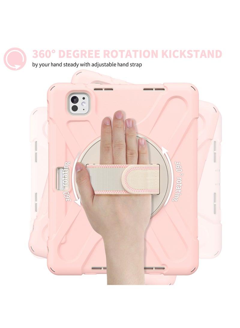 Rock Pow Case for iPad Pro 11-inch (2024) M4 Chip Model A2836 A2837 Heavy Duty Rugged Durability Silicone Tablet Cover with 360° Rotating Hand Strap Foldable Hidden Stand & Shoulder Strap  - Image 4