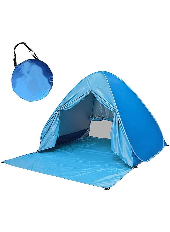 CCOVERY Camping Sun Shelters Pop Up Beach Tent UPF 50+++ Portable Beach Tent for Family 2 3 Person Outdoor Activities Camping 150X165X110cm (Blue) - Image 1