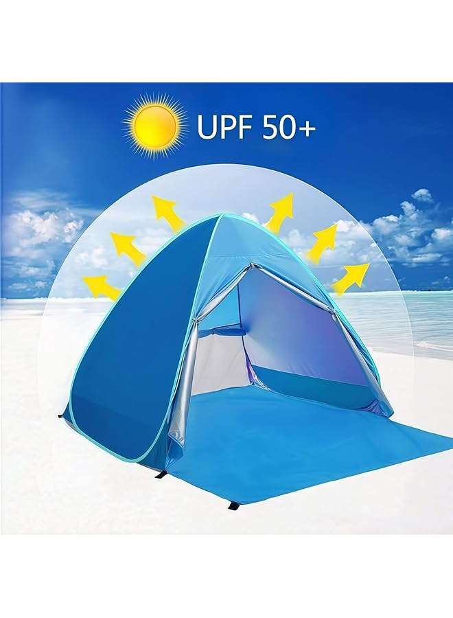 CCOVERY Camping Sun Shelters Pop Up Beach Tent UPF 50+++ Portable Beach Tent for Family 2 3 Person Outdoor Activities Camping 150X165X110cm (Blue) - Image 4