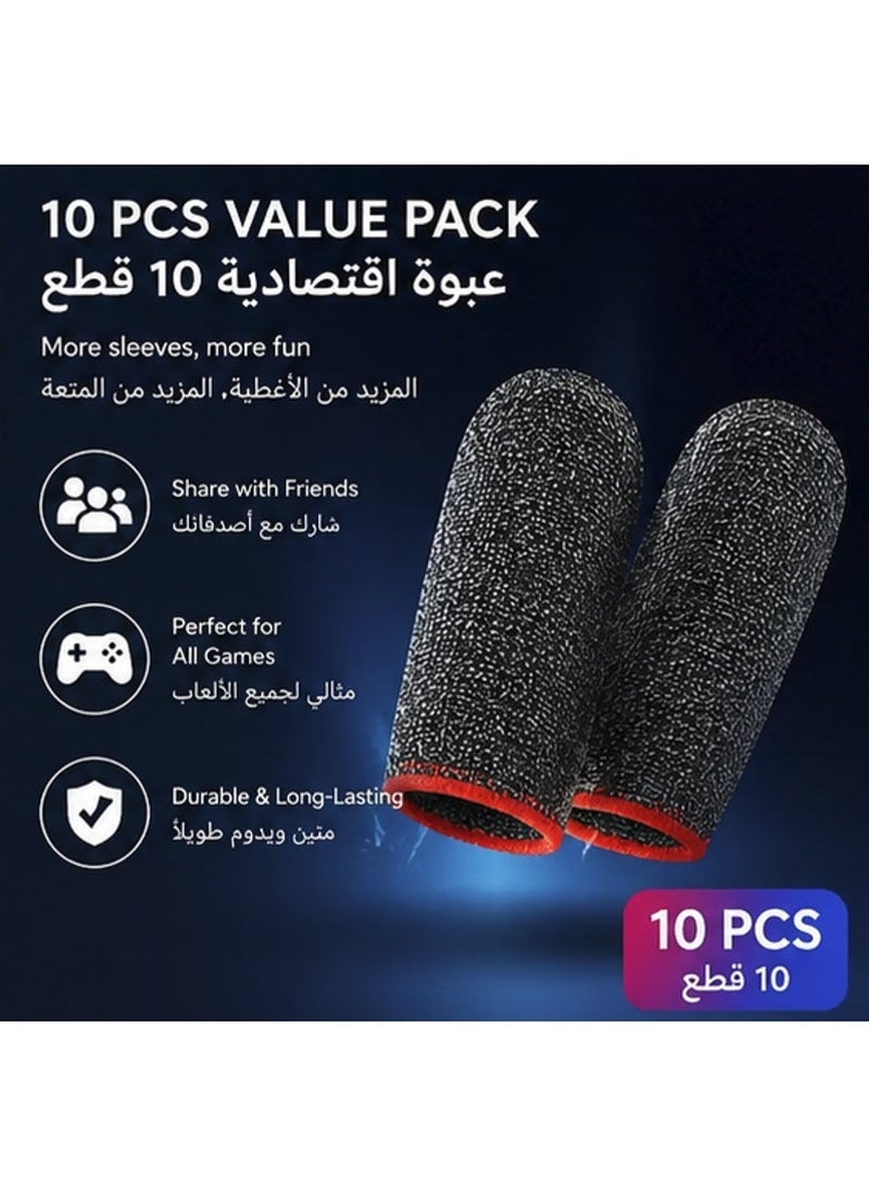 10 Pcs Silver Fiber Gaming Finger Sleeves, Anti-Sweat & Ultra Sensitive Touchscreen Thumb Covers for Mobile Games, Smooth Control Finger Gloves - Image 3