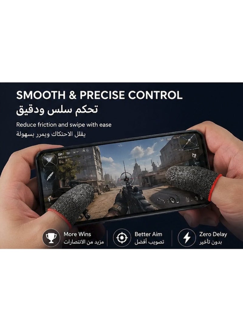 10 Pcs Silver Fiber Gaming Finger Sleeves, Anti-Sweat & Ultra Sensitive Touchscreen Thumb Covers for Mobile Games, Smooth Control Finger Gloves - Image 4