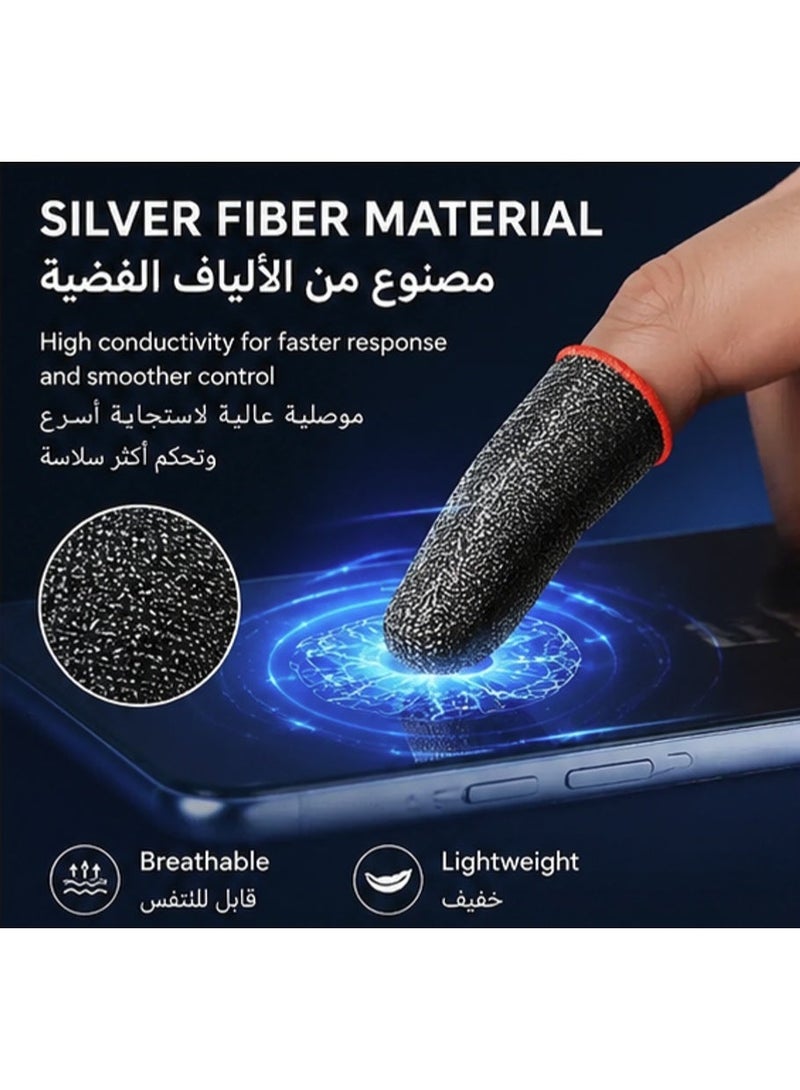 10 Pcs Silver Fiber Gaming Finger Sleeves, Anti-Sweat & Ultra Sensitive Touchscreen Thumb Covers for Mobile Games, Smooth Control Finger Gloves - Image 2