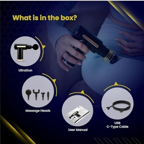 TECH LOGO ELECTRONICS Pain relief body Mini Gun Massager Machine for Pain Relief - Body, Neck, Shoulders, Back, Arms & Feet Massager- 6 Speed Settings,C Charging for Muscle Pain Relief Recovery(Multicolor) - Image 3
