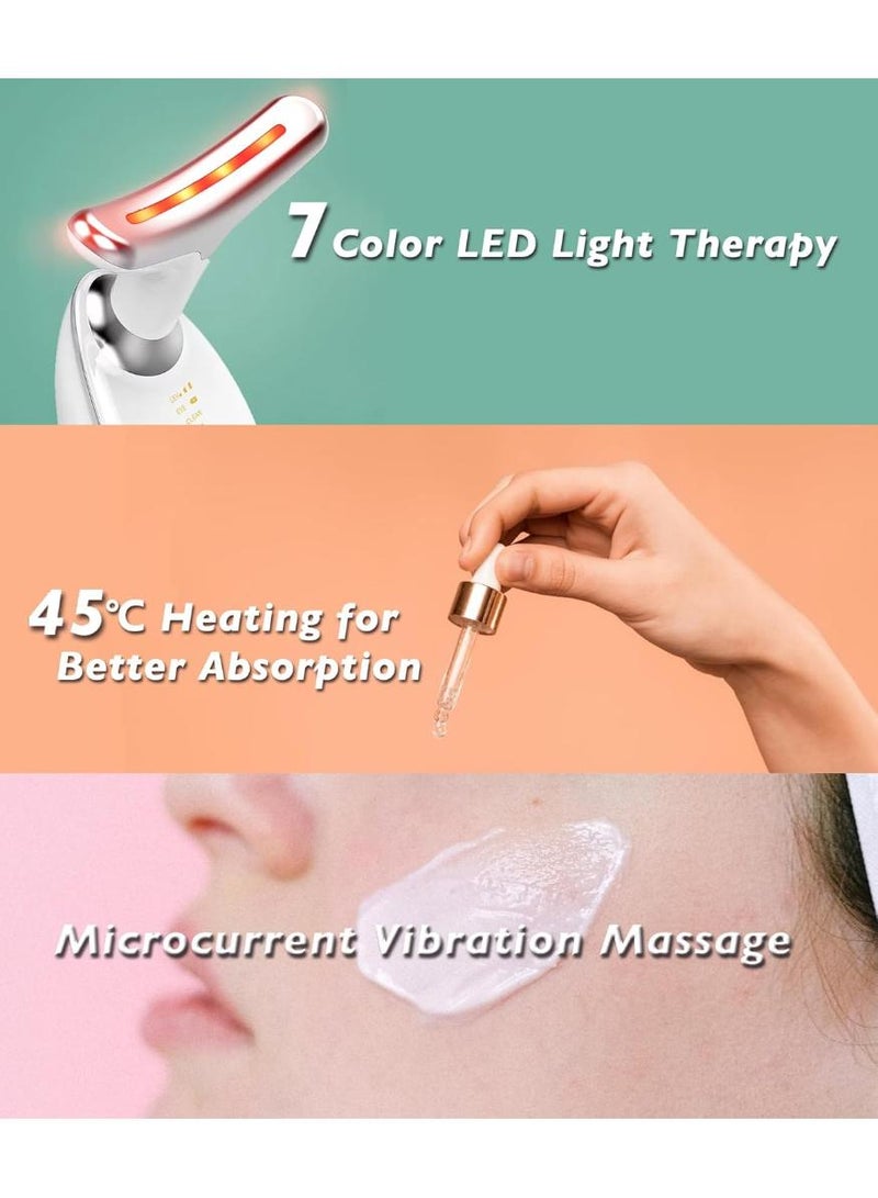 خاجول جهاز شد الوجه وتنظيف التجاعيد، 7 في 1 مع علاج الفوتون LED، 3 أوضاع مساج لتدليك الوجه والرقبة ومكافحة الذقن المزدوج، إهداء مثالي - Image 3
