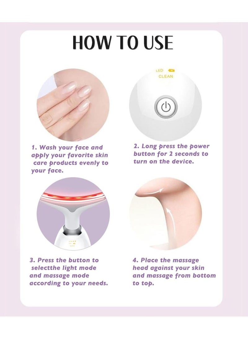 خاجول جهاز شد الوجه وتنظيف التجاعيد، 7 في 1 مع علاج الفوتون LED، 3 أوضاع مساج لتدليك الوجه والرقبة ومكافحة الذقن المزدوج، إهداء مثالي - Image 5