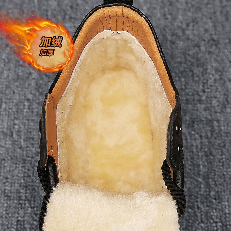 Men'S Leather Boots First Layer Cowhide Warm Boots Men'S Shoes Outdoor Shoes High-Top Outdoor Snow Boots - Image 5