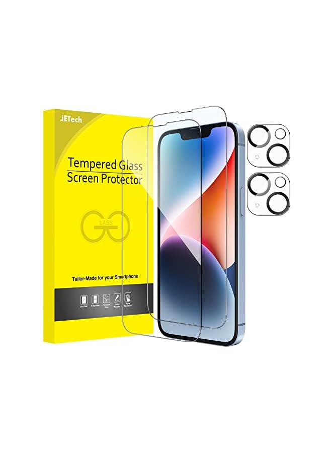 Jetech Full Coverage Screen Protector For Iphone 14 6.1-Inch With Camera Lens Protector, Tempered Glass Film, Hd Clear, 2-Pack Each - Image 2