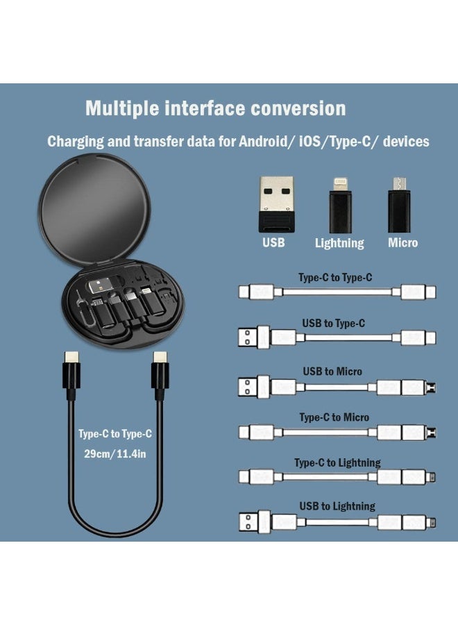 Multi USB Charging Adapter Cable Kit, USB C to iOS Device Cable Box, Conversion Set USB A & Type C to Male Micro/Type C/iOS Device, Data Transfer, Card Storage, Tray Eject Pin, Phone Holder (Black) - Image 5