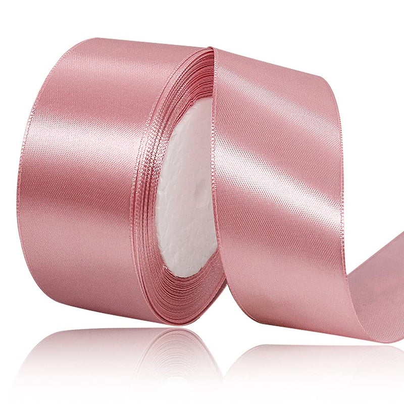 Solid Color Rose Gold Satin Ribbon 112 Inches x 25 Yards Fabric Satin Ribbon for Gift Wrapping Crafts Hair Bows Making Wreath Wedding Party Decoration and Other Sewing Projects