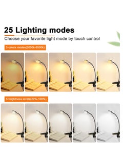 Alruht LED Desk Lamp, Reading Light with 5 Color Modes 5 Brightness, Rechargeable, Touch Control, Dimming, Eye-caring Table Lamp for Home, Office, Study, Black  - Image 2