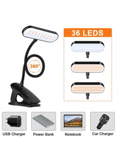 Alruht LED Desk Lamp, Reading Light with 5 Color Modes 5 Brightness, Rechargeable, Touch Control, Dimming, Eye-caring Table Lamp for Home, Office, Study, Black  - Image 3