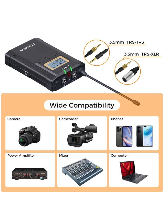 Comica CVM-WM100 Plus UHF 48-Channel Wireless Dual Lavalier Microphone System for Canon Nikon Sony Panasonic DSLR Camera XLR Camcorder & Smartphone (2TX+1RX) - Image 5