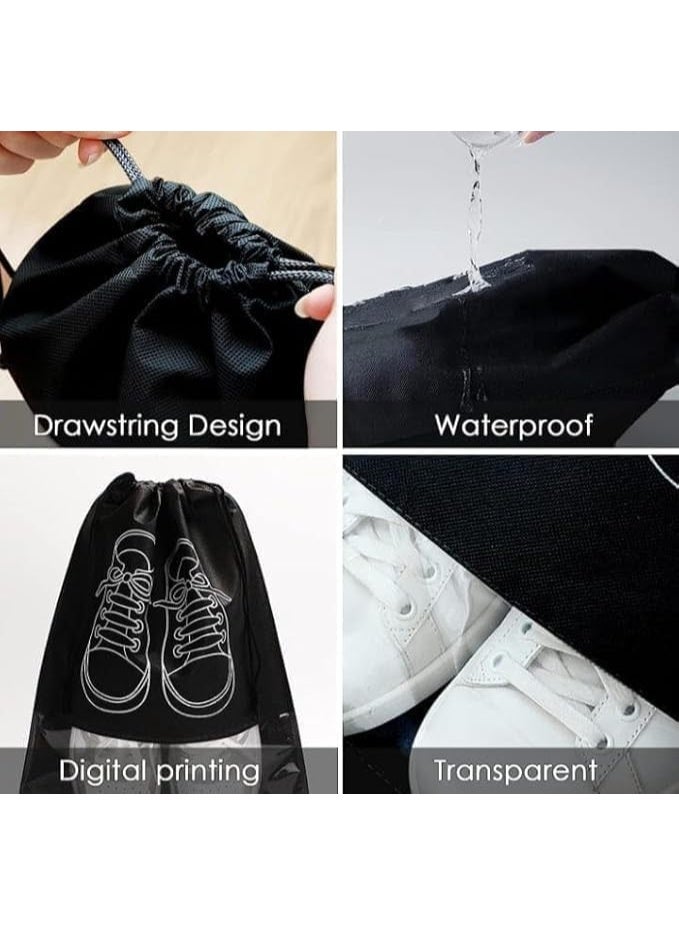 حقائب تخزين الأحذية، عبوة من 4 حقائب أحذية مقاومة للغبار برباط مع فتحة شفافة، منظمات تعبئة محمولة مقاومة للماء للاستخدام اليومي والسفر، متعددة الألوان - Image 2