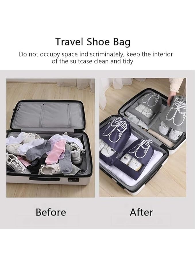 حقائب تخزين الأحذية، عبوة من 4 حقائب أحذية مقاومة للغبار برباط مع فتحة شفافة، منظمات تعبئة محمولة مقاومة للماء للاستخدام اليومي والسفر، متعددة الألوان - Image 3