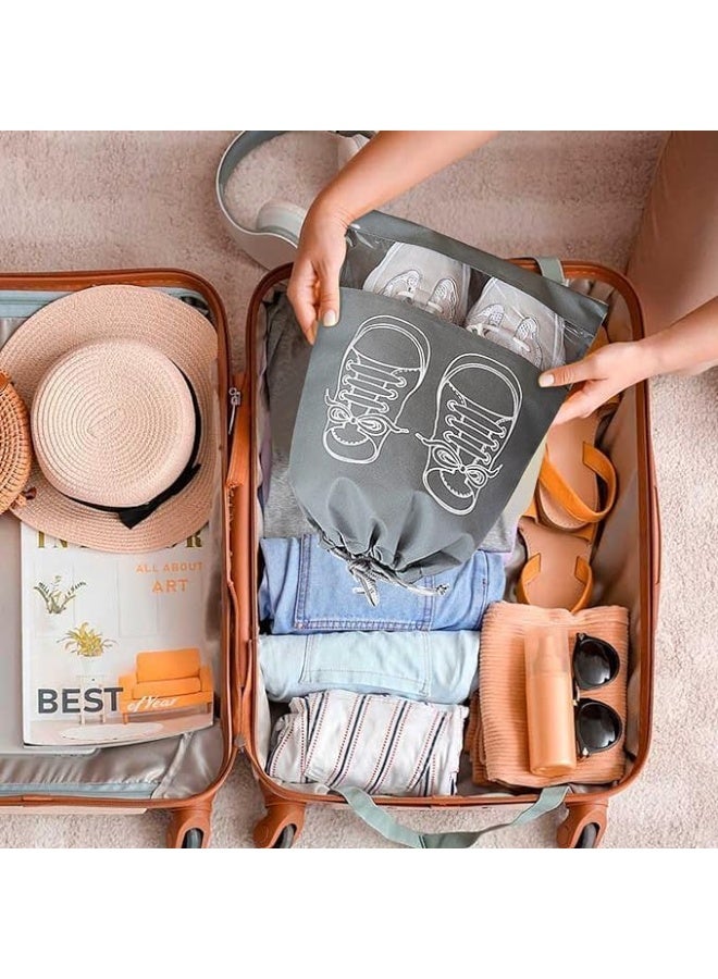 حقائب تخزين الأحذية، عبوة من 4 حقائب أحذية مقاومة للغبار برباط مع فتحة شفافة، منظمات تعبئة محمولة مقاومة للماء للاستخدام اليومي والسفر، متعددة الألوان - Image 5