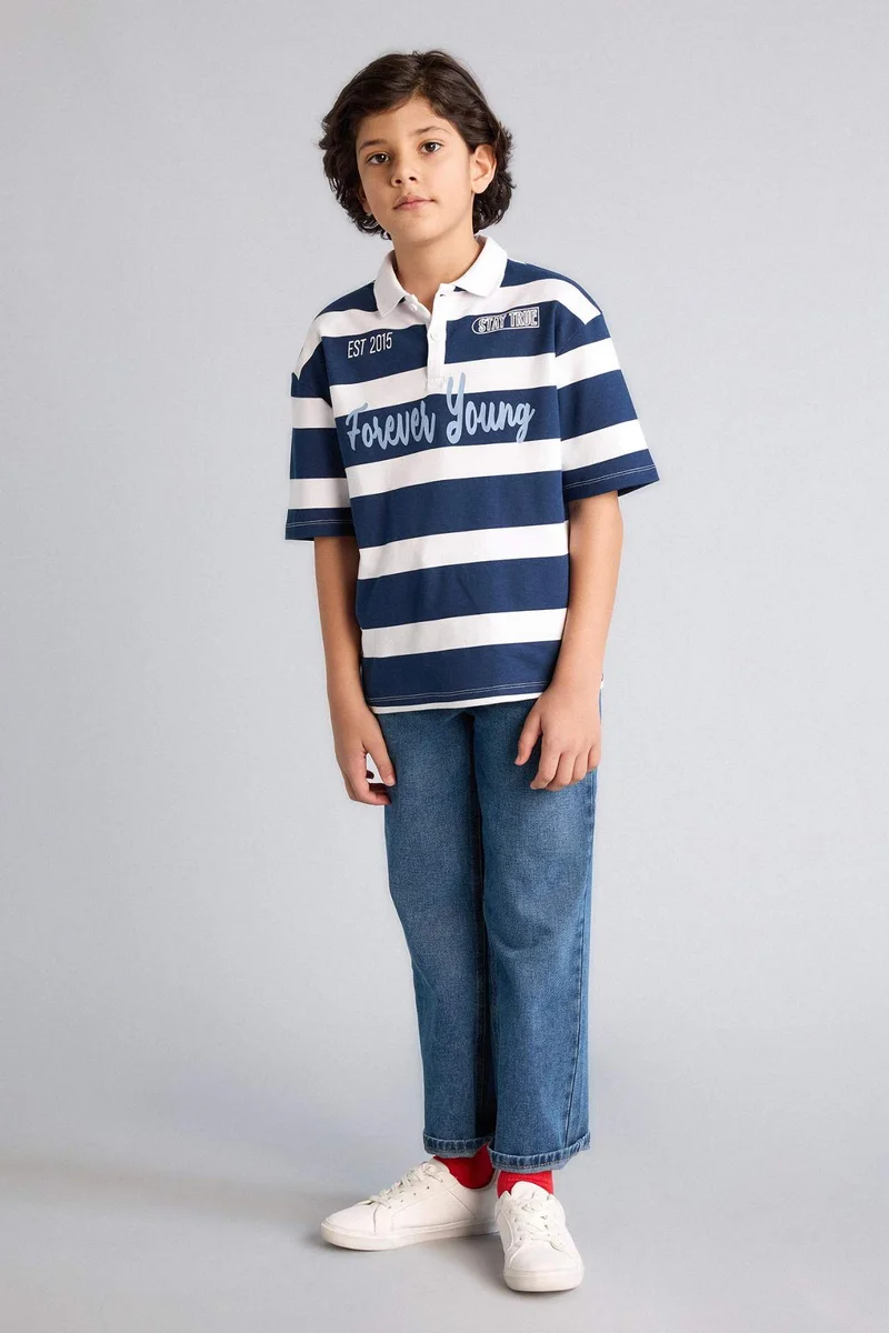 ديفاكتو Oversize Fit Short Sleeve Polo T-Shirt