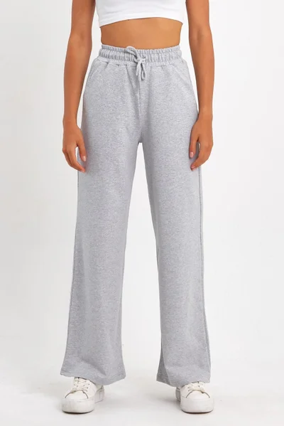 mmetalic Women's Seasonal Casual Wide Leg Side Pocket Gray Sweatpants
