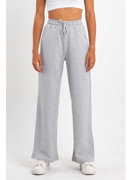 mmetalic Women's Seasonal Loose Wide Comfortable Leg Gray Sweatpants with Side Pockets  - Image 1