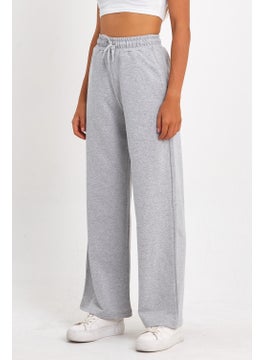 mmetalic Women's Seasonal Loose Wide Comfortable Leg Gray Sweatpants with Side Pockets  - Image 2
