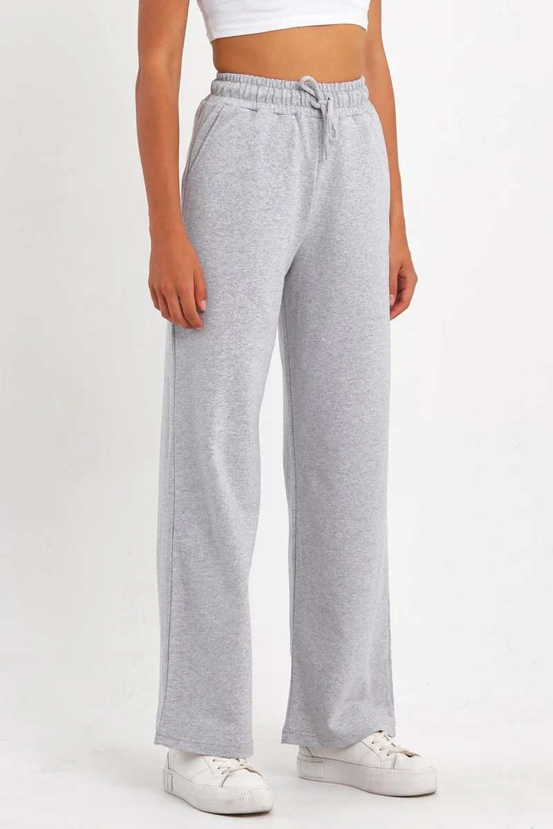 mmetalic Women's Seasonal Casual Wide Leg Side Pocket Gray Sweatpants