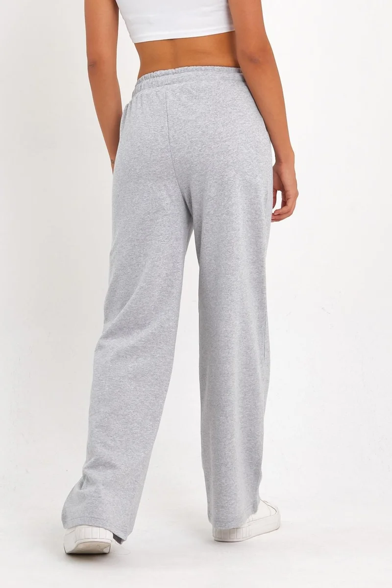 mmetalic Women's Seasonal Casual Wide Leg Side Pocket Gray Sweatpants