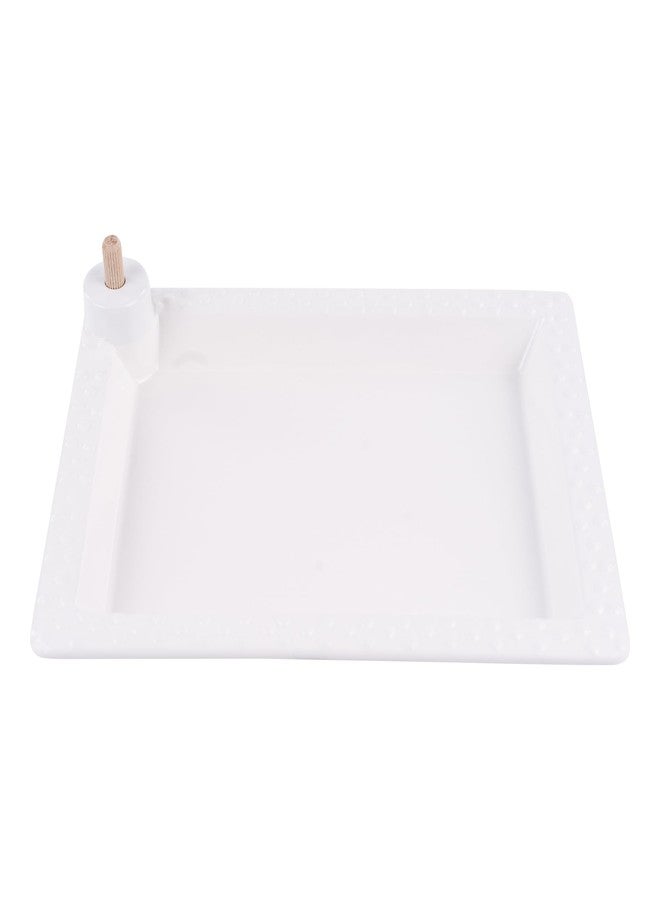 Glory Haus White Serving Tray - 12" x 9" Ceramic Rectangular Tray with Peg for Interchangeable Decorative Topper, Trays for Serving Food, Serving Platters and Trays, Serving Platter for Appetizers - Image 1