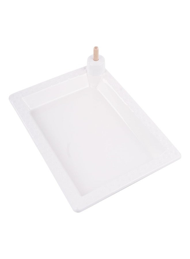 Glory Haus White Serving Tray - 12" x 9" Ceramic Rectangular Tray with Peg for Interchangeable Decorative Topper, Trays for Serving Food, Serving Platters and Trays, Serving Platter for Appetizers - Image 2