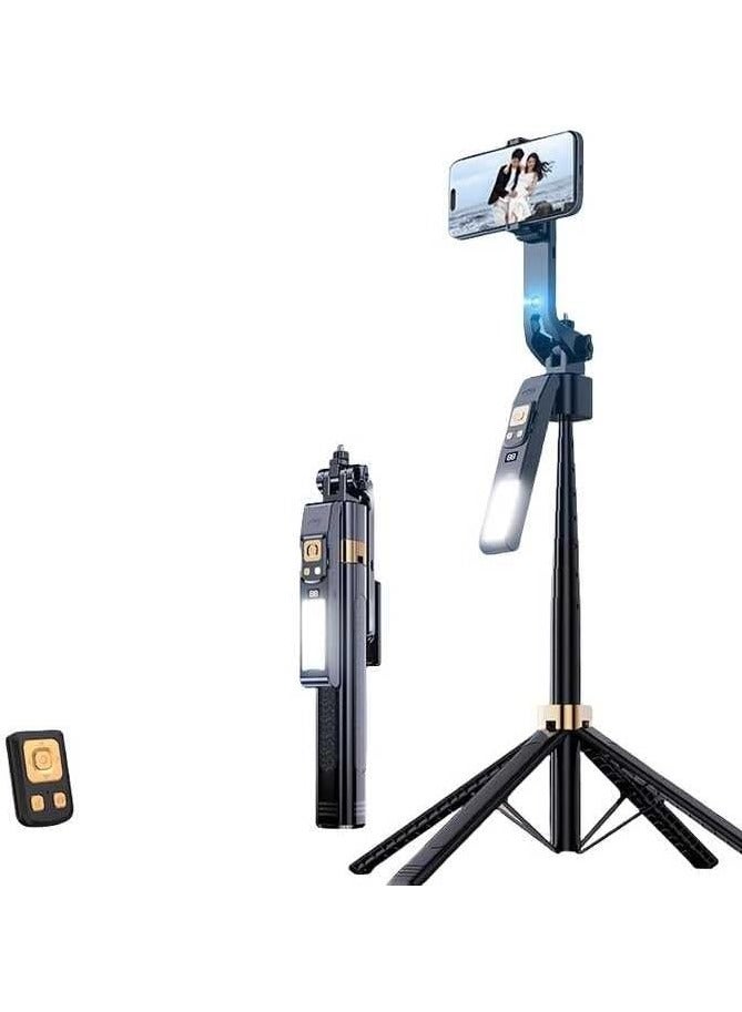 360 Degree Rotating Selfie Stick - CL12P Mobile Phone, Video Camera, Gimbal Stabilizer Compatible Mount - 1.8m Universal Phone Tripod Stand with BT 5.2 Remote, LED Fill Light - Image 1