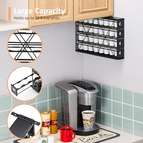 Rice rat k cup Holders for 4 Tier Coffee Pod Holder,Black Metal Space(32 pods) - Image 4
