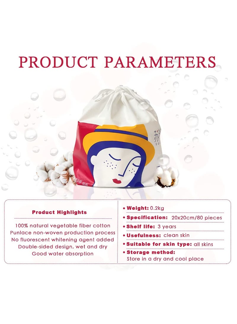 SOLARAE Biodegradable Disposable Face Towels, Soft Lint-Free Cotton Tissues, 80 Count Extra Thick Dry & Wet Wipes for Sensitive Skin - Ideal for Gentle Facial Cleansing. - Image 5