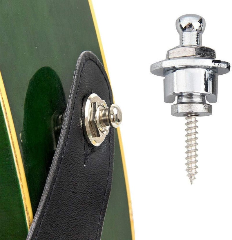 Eyech 4Pcs Guitar Strap Locks Set, Quick Release Security Guitar Straplock Button for Guitar Bass Silver - Image 3