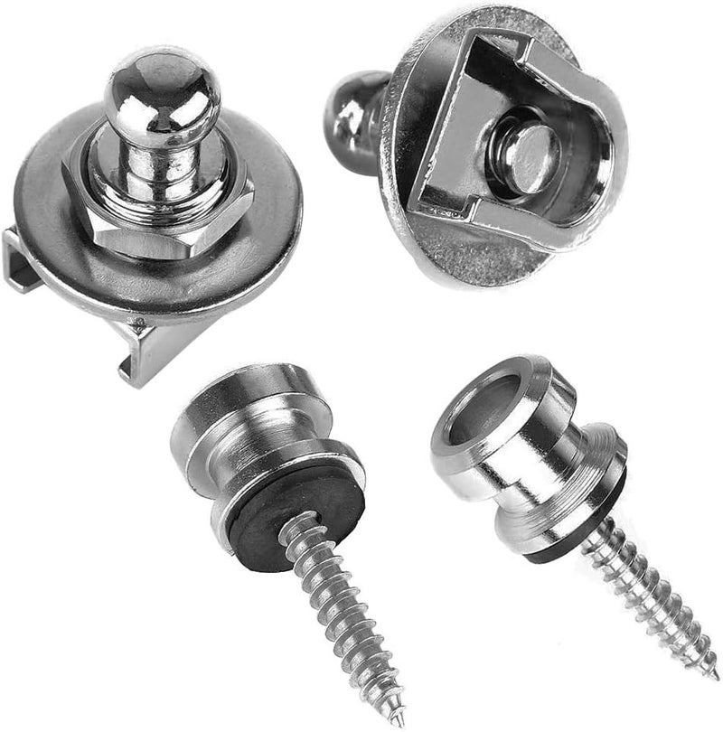 Eyech 4Pcs Guitar Strap Locks Set, Quick Release Security Guitar Straplock Button for Guitar Bass Silver - Image 5