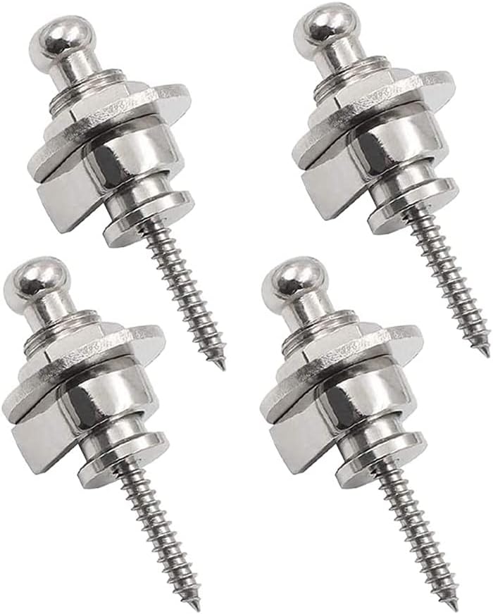 Eyech 4Pcs Guitar Strap Locks Set, Quick Release Security Guitar Straplock Button for Guitar Bass Silver - Image 1