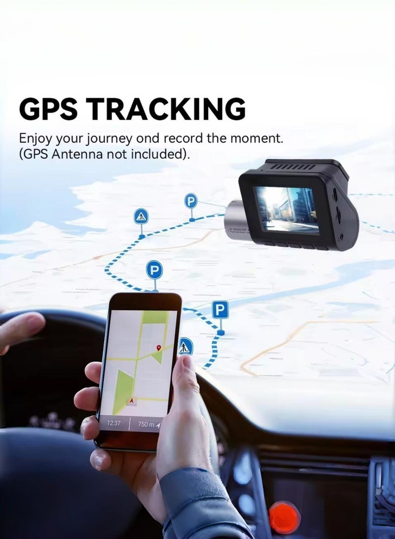 **كاميرا داش أمامية وخلفية بدقة 4K/Full HD، مع بطاقة ذاكرة 128GB مجانية، مزودة بـ Wi-Fi وGPS مدمج، شاشة IPS مقاس 3 بوصة، رؤية ليلية، زاوية تصوير عريضة 170 درجة، تقنية WDR، ووضع مراقبة الانتظار لمدة 24 ساعة.** - Image 3