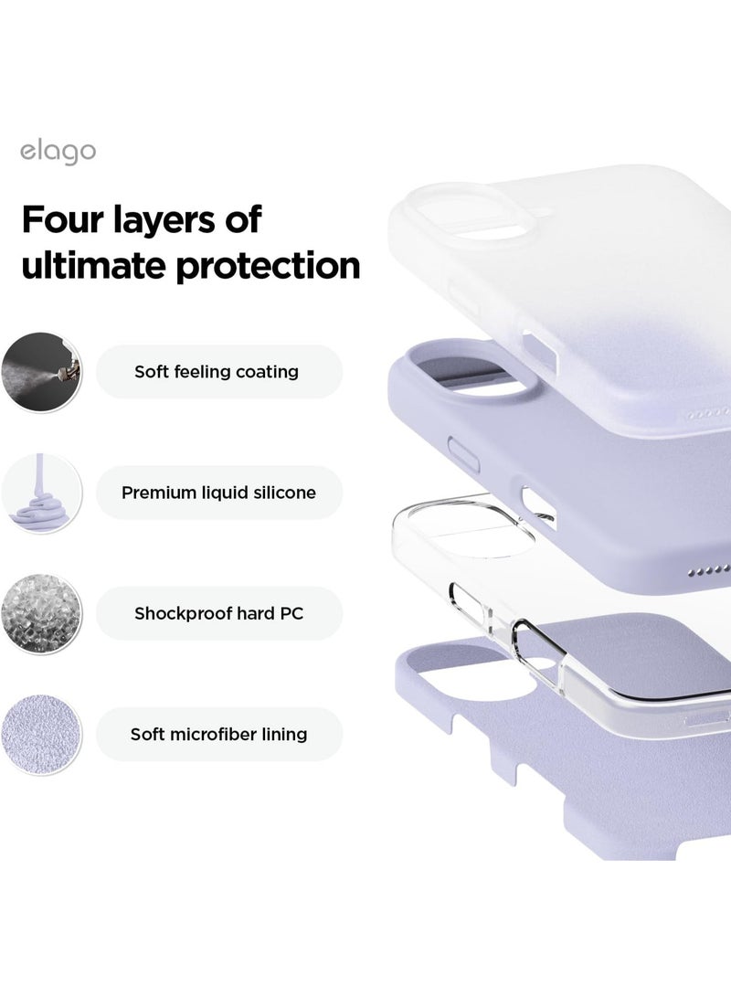Elago Liquid Silicone for iPhone 16 Plus Case Cover Full Body Protection, Shockproof, Slim, Anti-Scratch Soft Microfiber Lining - Purple - Image 4