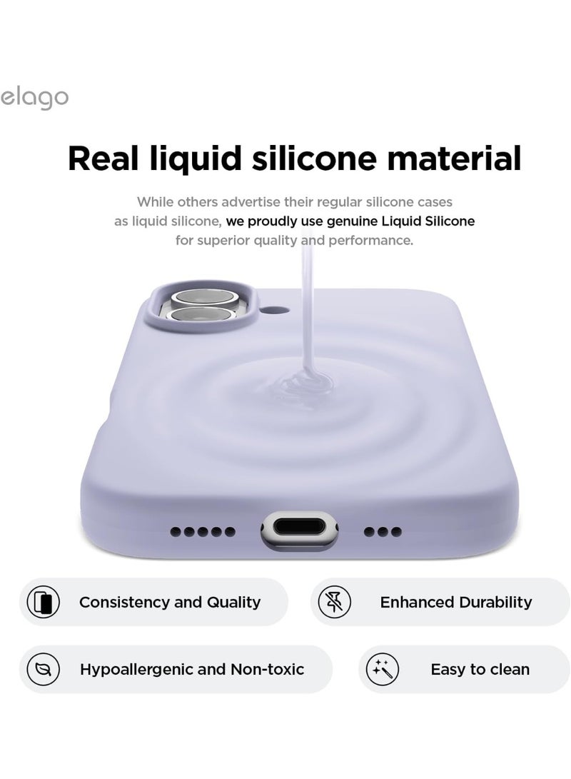 Elago Liquid Silicone for iPhone 16 Plus Case Cover Full Body Protection, Shockproof, Slim, Anti-Scratch Soft Microfiber Lining - Purple - Image 3
