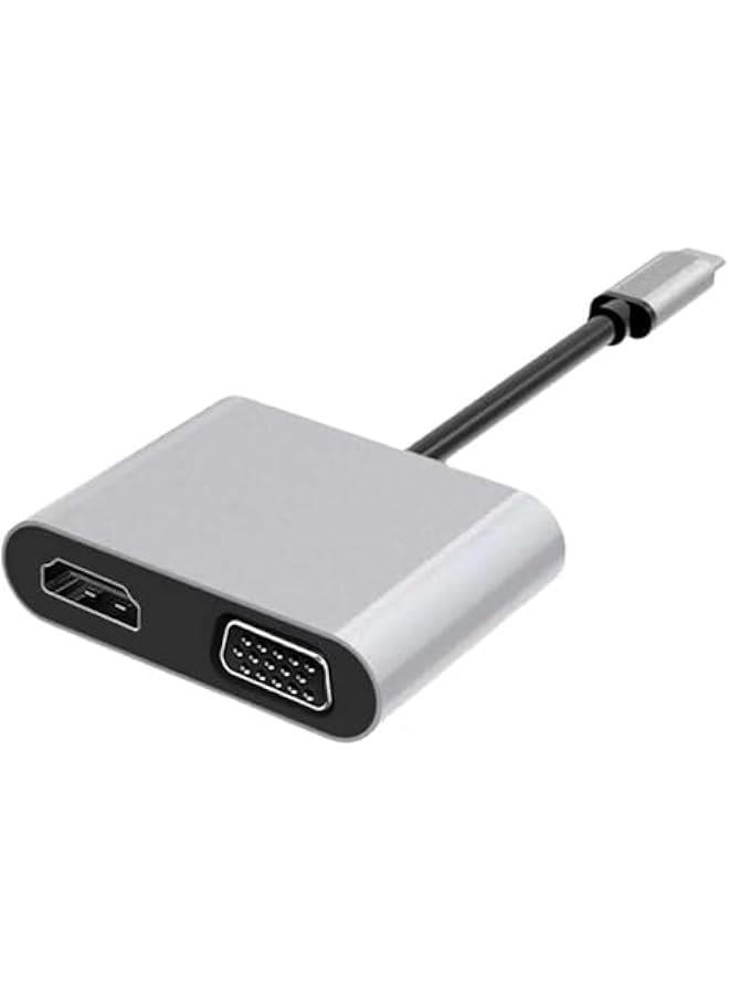موكسو محول من USB C إلى VGA، محول من النوع C إلى VGA إلى USB C للشاشة المزدوجة قابل للتحويل - Image 1