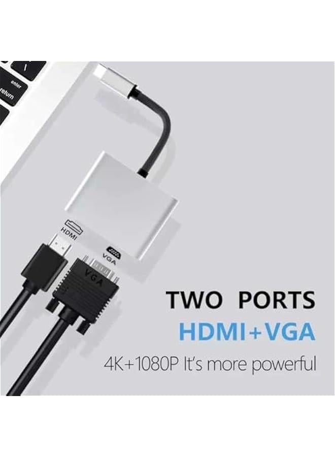 موكسو محول من USB C إلى VGA، محول من النوع C إلى VGA إلى USB C للشاشة المزدوجة قابل للتحويل - Image 3