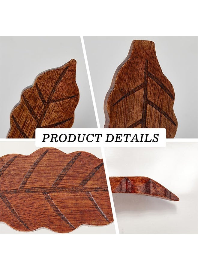 Lemon 8Pcs 2 Colors Wooden Leaf Chopstick Rest, Natural Elegant Brown Leaf Chopstick Stand Rack, Portable, Washable, Reusable for Kitchen Supplies Cooking Utensils Tableware Gift Hotel - Image 3