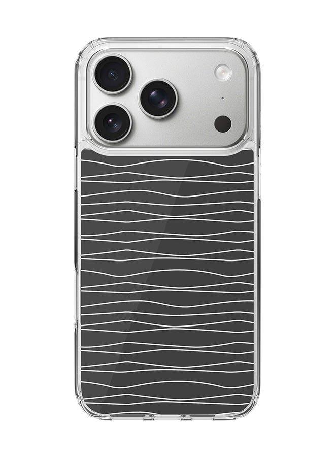 Stylizedd Classic Clear MagSafe Case for iPhone 17 Pro , Hybrid Soft Case Flexible Edges Anti Drop TPU PC Gel Thin Transparent Cover [ Designed for iPhone 17 Pro ] - Squiggly Lines Full Print - Image 1