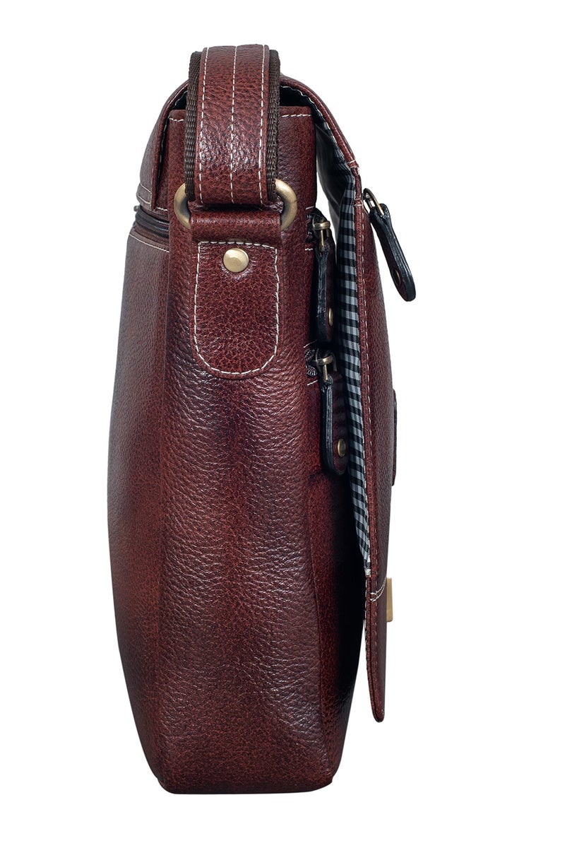 BRAND LEATHER Men's and Women's Leather Sling Messenger Bag (Brown) - Image 3